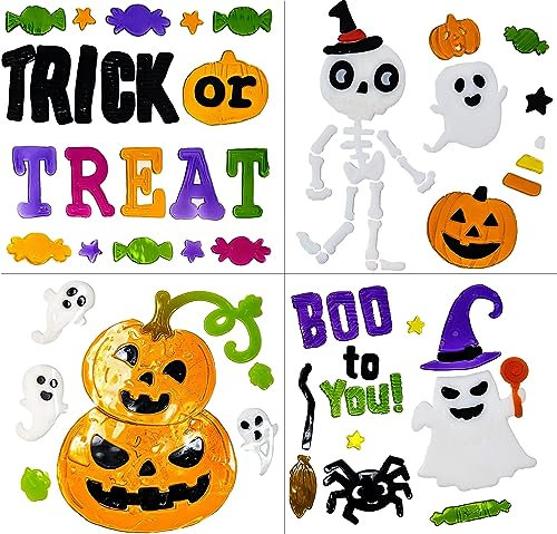 YLAB 4 adhesivos de gel para ventana de Halloween