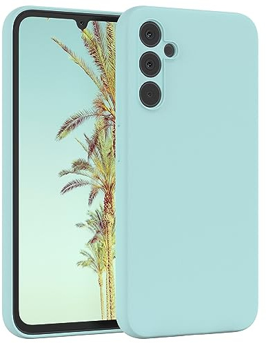 EAZY CASE Premium Silikon Handyhülle kompatibel mit Galaxy A34 Slimcover mit Kameraschutz und Innenfutter, Silikonhülle, Schutzhülle, Bumper, Handy Case, Hülle, Softcase, Mint Grün