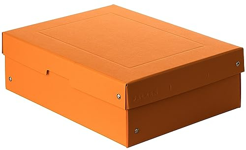 FALKEN 5x PureBox Pastell aus Recycling-Karton 100 mm hoch DIN A4 orange | Made in Germany Aufbewahrungsbox mit Deckel Blauer Engel Vegan Geschenkbox Transportbox Schachtel Allzweckbox