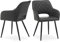 CLIPOP Esszimmerstühle, 2er Set, Polsterstühle mit Armlehnen, Metallbeine, Kunstleder Bezug, Kunstleder Grau, bis 150 kg belastbar, für Arbeitszimmer, Wohnzimmer, Schlafzimmer (2er, Kunstleder Grau)