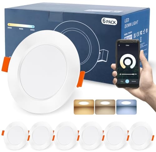 DUSKTEC Downlight LED Empotrable Inteligente Alexa, Foco Empotrables Techo Redondo Blanco, 2700K-6000K Regulables, Smart Ojos de Buey de LED Bluetooth para Baño Salón Cocina, Controladas por APP
