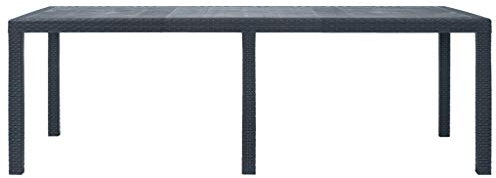 Coavain Gartentisch Outdoor Anthrazit 220x90x72 cm Kunststoff Rattan-Look-Design Balkontisch Witterungsbeständig Terrasse Esstisch Außenbereich Leichtgewichtig Leicht zu Reinigen und Bewegen
