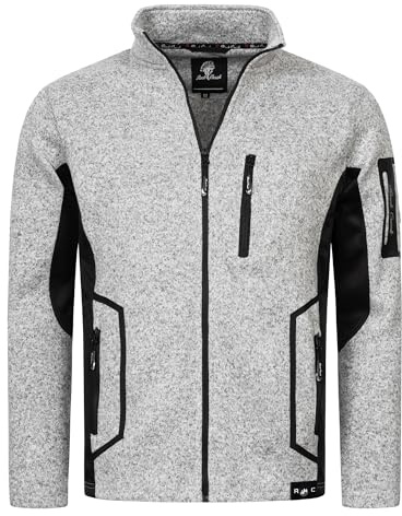 Rock Creek Herren Fleece Jacke Outdoor Wanderjacke Pullover Full Zip Hoodie Herrenjacke Fleecejacke Winterjacke Strickjacke Strickfleecejacke H-367 Grau 4XL