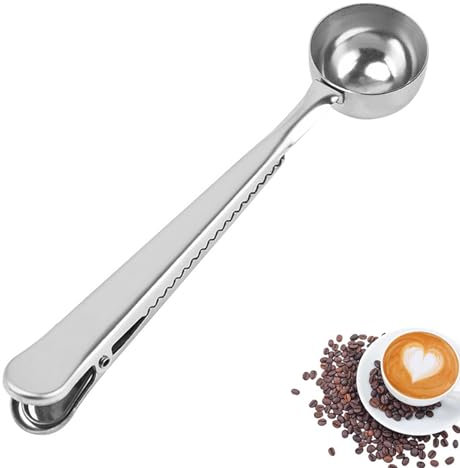Qinsky Cuillère à Café Mesure 2 en 1 avec Pinces Scellées, 15mL, Argent, Acier Inoxydable 304, 1 U