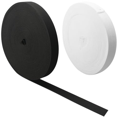 Gummiband Breit 20mm, 10 Meter Gummiband zum Nähen, Schwarz und Weiß Gummibands, 20mm Gummibänder, Gummilitze Elastisches Band für DIY Nähen Kleidung Hosen Zubehör Stretch Gürtel Bekleidungs, 2 Rollen