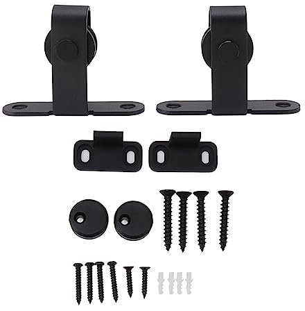 Ferramenta per Porta della Stalla Scorrevole, Kit di Binari per Porta della Stalla Scorrevole per Carichi Pesanti, Scorrevole Silenzioso e Fluido, Acciaio Al Carbonio