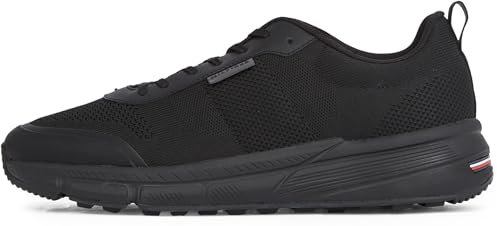 Tommy Hilfiger Runner Sneaker Hombre Lightweight Modern Knit Calzado, Negro (Black), 42
