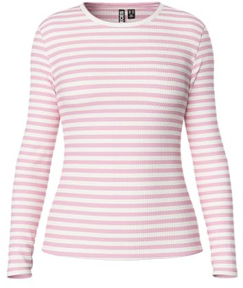 PIECES Pcruka LS Top Noos BC, T-Shirt Donna, Roseate Spoonbill, S