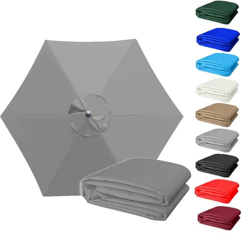 2m 2.7m 3.0m Housse de Rechange 6 Baleines/8 Baleines Toile De Parasol Déporté, Auvent De Remplacement pour Parasol De Terrasse(Gray,6Rib-2m/78in)