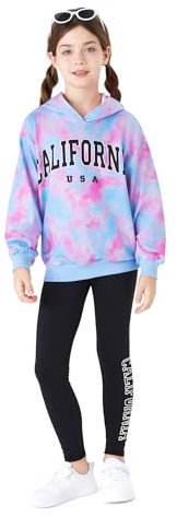 PATPAT Jogginganzug Mädchen Activewear Sets für Mädchen | Trainingsanzug Kinder, Kapuzenpullover + Hosen Mädchen | Sportkleidung Kinder Bekleidungssets Mädchen, Leggings Mädchen 12-13 Jahre 152-158cm