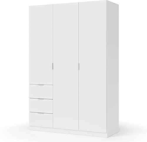 Miroytengo Armario Dormitorio Tri con 3 Puertas y 3 Cajones Estilo Contemporáneo en Color Blanco 135x200 cm