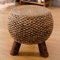 Handgewebter Fußhocker, Rattan-Tritthocker mit Holzbeinen, für Zuhause, Wohnzimmer, Schlafzimmer, niedrige Hocker, Wechselschuhe, Bank