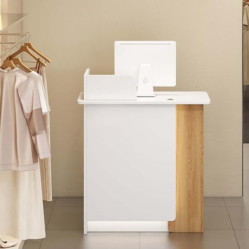 Modern Rezeptionstheke, Empfangstheke mit LED, Schubladen und Stauschrank, Rezeption Tisch Kassentisch für Firmenhallen Bekleidungsgeschäft