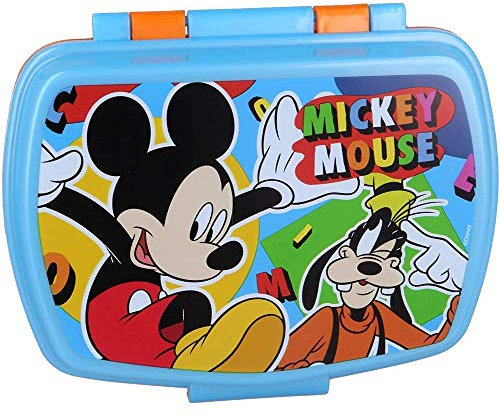 CARTOON Portamerenda in plastica riutilizzabile, portapranzo, contenitore per il pranzo scuola tempo libero (Topolino (1))