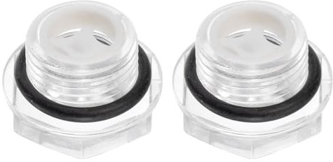 QUARKZMAN 2pz Vetro Spia Olio Compressore Aria M18 x 1.5mm Indicatore Livello Liquido Maschio Indicatore Olio Testa Esagonale Plastica O-Ring per Raccordi Compressore Aria, Trasparente