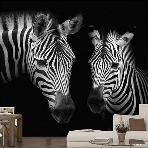 ZEZILE Benutzerdefinierte große Wandbild 3d Tapete Retro Nostalgisch Schwarz Und Weiß Zebra Wandbild Hintergrund Tapete Papel De Parede