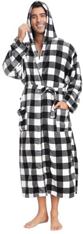 North Bund Herren Bademantel Morgenmantel Flanell Nachtwäsche Frottee Flauschig Lang Edler Weicher Kimono Mit Kapuze Mikrofaser Farb- Größenauswahl 2XL/3XL
