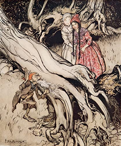 POSTERIIk Célèbre Toile d'art Abstrait L'art imprimé Blanche Neige et Rose rouge par Arthur Rackham Poster Image Pour la Décoration de Bureau 60x90cm