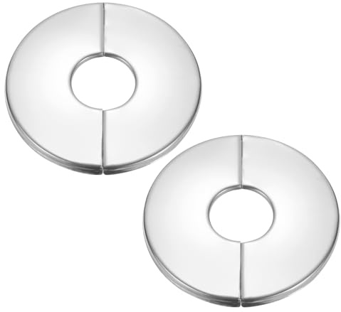 PATIKIL Wall Split Flange 0.87 (22mm),2 Pcs Stainless Steel Round Self-Adhesive Escutcheon Plate Plumbing Wall Cover for Kitchen Bathroom Arm Pipe Faucet Decoration, Silver