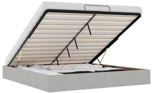 vidaXL Ottoman Bed Frame No Mattress Light Grey Super King Velvet