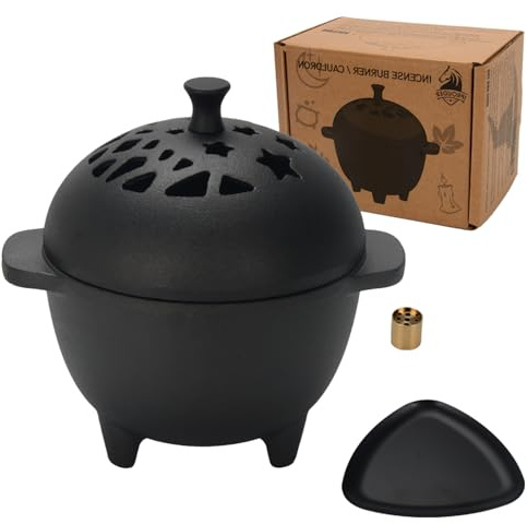 IPROUDER Cast Iron Incense Burner - Cast Iron Incense Holder Mini Cauldron for Sage, Palo Santo, Resin, Charcoal & Japanese Incense | Home, Rituals & Meditation Censer Bowl