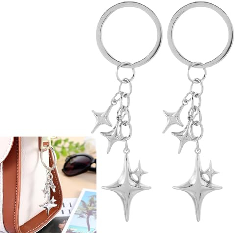 2 Pièces Porte-clés Y2k, Porte-clés Étoile, Porte Clef Homme Femme, Porte Cle Porte Bonheur, pour Sac à dos, Téléphones, Voiture, Pendentif de sac, Cadeau Mode pour Femmes, Filles et Hommes