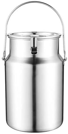KELUNIS Bidons à Lait en Acier Inoxydable avec Couvercle Et PoignéE ScelléS Pot à Lait en MéTal pour Le Lait Et Le Vin,5L