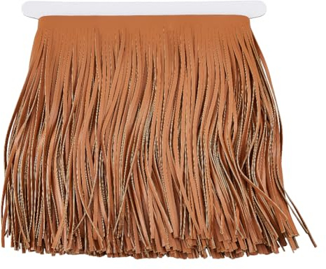 SUPERFINDINGS 2.2 Yards PU Leder Wildleder Fransenbesatz 0.11 Zoll Braunes Quastenband Doppelseitige Leder Nähquastenfransen Für Heimwerker Basteln Röcke Kleider Vorhänge Kleidung Handtaschennähen