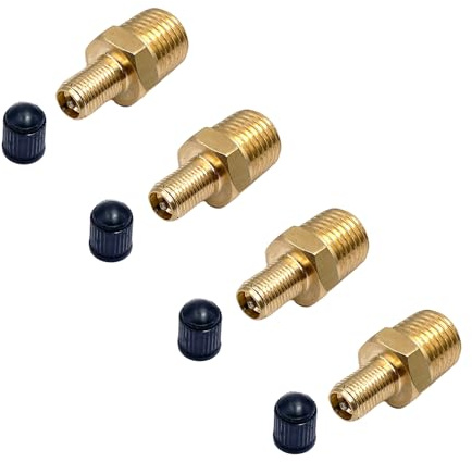 4 Pcs Schrader Valves, 1/4 NPT Male Thread Schrader Valve Fittings Brass Air Tank Valves with Standard Valve Core for Industrial and Automotive Use