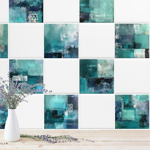 GRAZDesign Maritime Fliesenaufkleber Set – Mediterrane abstrakte Gemälde – Selbstklebende Fliesendekoration für Bad & Küche - 20x20cm