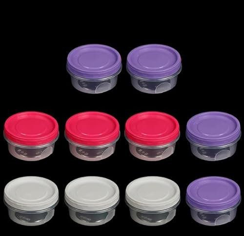 YankMooM 14 Pcs Small Food Containers with Lids,300ml mini Storage Container Jar Small Plastic Snack Pots Containers with Graduation for Snack Sauce Jelly Yoghurt Fruit