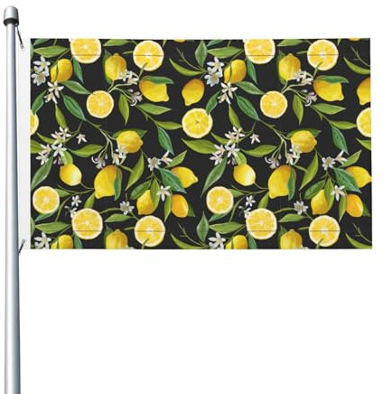 Drapeau double face imprimé citron jaune pour intérieur ou extérieur
