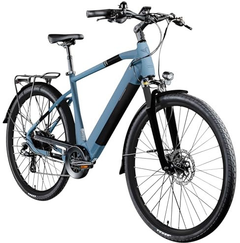 ZÜNDAPP Ebike Herren 28 Zoll Trekkingfahrrad | E Bike 8 Gänge 175-195 cm Elektro Fahrrad | E-Bike Elektrofahrrad mit hydraulischen Scheibenbremsen | Z810 (brillantblau, 52 cm)