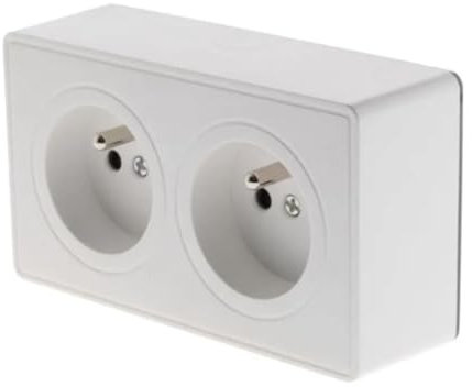 Double prise câblée en saillie + plaque - blanc - Kalya - Zenitech