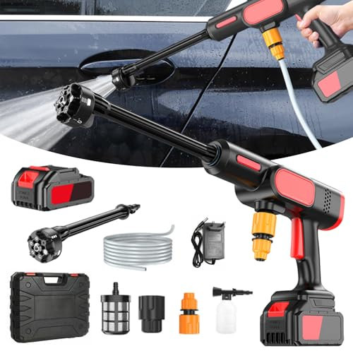 Idropulitrice Portatile, 80 Bar Batteria Idropulitrice Senza Fili per Auto Terrazza Giardino Pulizia di Tappeti l'irrigazione (Nero)