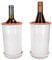 MamboCat | 2er Set Ton-Weinkühler + Untersetzer weiß lasiert I Ø 12,5 cm I H 21 cm I Flaschen-Kühler für Wasser, Wein & Sekt I kühlt stundenlang I Terracotta