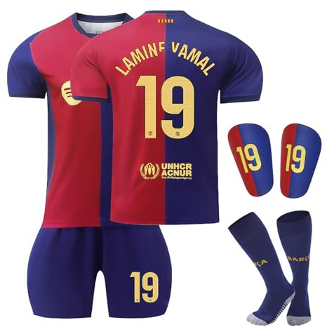 Fußball Trikot Set für Kinder, Hause Trikot Fußballtrikot für Herren Jungen, Football Jersey Training, mit Fussball T-Shirt, Shorts Socken Schienbeinschoner (A, 30)