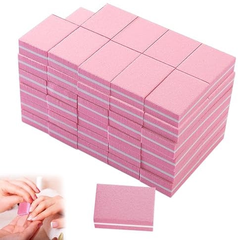 Nail Buffers 60 Pcs Nail Buffer Blocks 100/180 Grit Nail Buffing Block Professional Nail Sanding Blocks Wear-Resistant Nail Buff Mini Double Sided Buffer Nail File for Home and Salon Use (Pink)