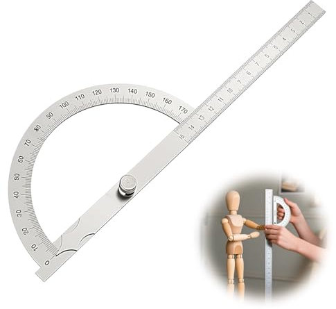 tiyiyok Goniometro digitale ad angolo falso squadro, realizzato in acciaio inossidabile, 0-180°, 15 cm portatile, adatto per la produzione di fai da te, la lavorazione del legno, la casa
