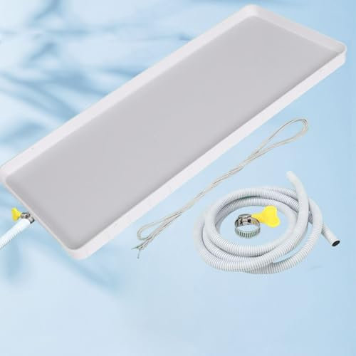 KEJIAWU Mobiler Kondenswasserschale aus Kunststoff, Rechteckiger Planter-Drainagerahmen, Dränningssatz for Innen/außen Split-Klimaanlagen mit Wärmepumpe(1-2p-Hose200cm)