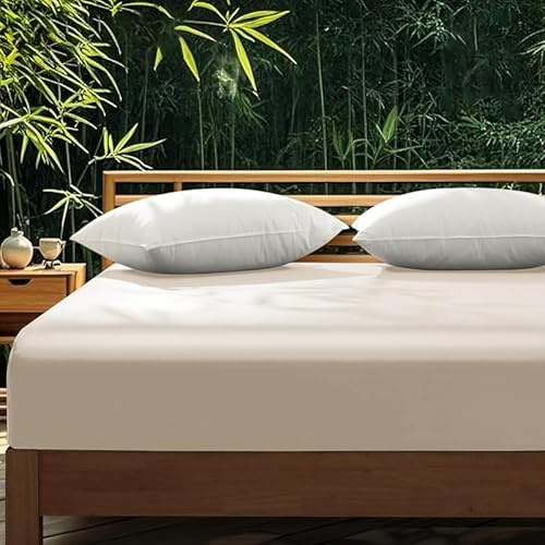 Gezu Spannbettlaken 140x200 Mako Satin Beige aus 100% Langstapelige Baumwolle