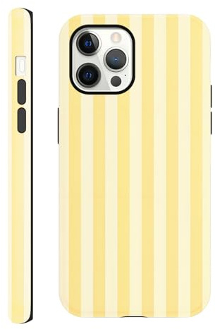 Yirlbey Striped Verano Funda para iPhone 12 Pro MAX 6,7, Carcasa con Aesthetic Amarillo Stripes Dibujos Diseño Motive Silicona TPU Case Antigolpes Bumper Protección Mujer Cover para iPhone12ProMax