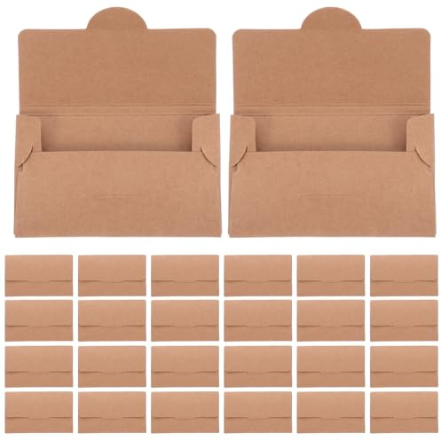 HOMSFOU 50 pièces Enveloppes Kraft pour Cartes de Crédit et Clés Protège-Cartes Papier Résistant pour Usage Professionnel Étui Range-Cartes Visite pour Hôtels et Commerces