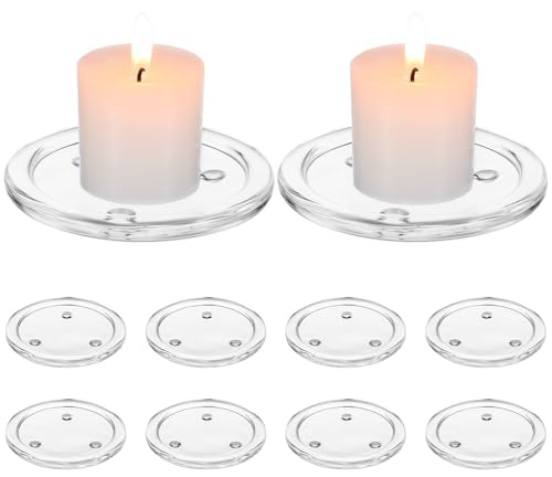 DOITOOL 10 Pièces Set de Plateaux Verre pour Bougies Multifonctionnels Supports Élégants Verre Transparent pour Décoration Mariage Centre de Table et Rangement Bijoux Résistants et