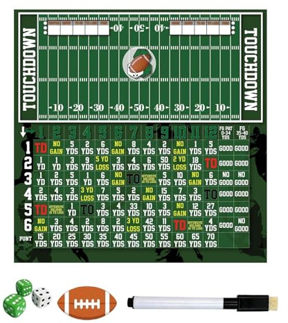 Football Dice Game - Dry Erase Scoreboard Tabletop Toy, Family Dice Activity with Fun Scoring System, Interactive Board Game, Party and Travel Entertainment for Kids Adults