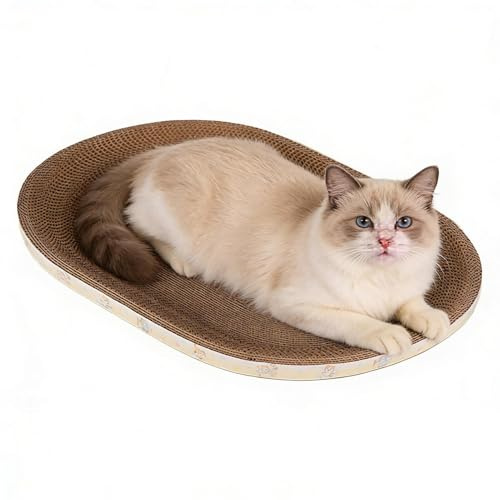 Rascador Cartón para Gatos,Cama Ovalada Divertida y Transpirable - Rascador Cama Y Sofá para Mascotas,Pequeños Y Grandes Juego Interior Exterior Hogar Sala de Estar
