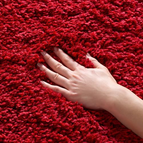SAFAVIEH Zottelig Teppich für Wohnzimmer, Esszimmer, Schlafzimmer - California Shag Collection, Hoher Flor, Rot, 122 X 183 cm