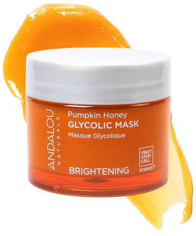 Andalou Naturals Pumpkin Honey Glycolic Mask (NEW FORMULA) - Exfoliating Face Mask with Glycolic Acid, Vitamin C for a Radiant Glow - Gentle Exfoliant Removes Dirt & Dry Skin Cells - 1.7 fl oz