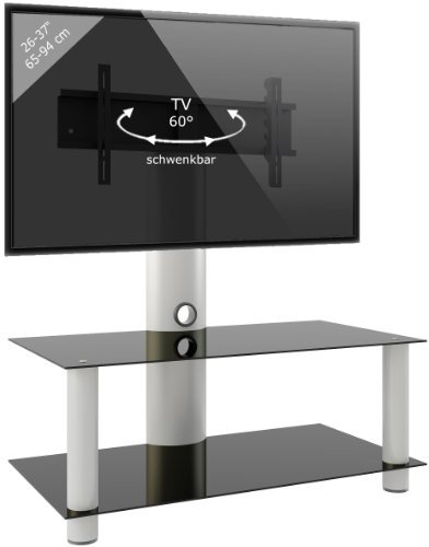 VCM TV Rack Lowboard Konsole Fernsehtisch Möbel Glastisch Tisch Mobil Rollen Schrank Bank Aluminium Glas Valeni Mini