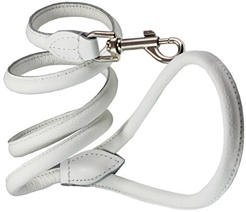Dogs My Love Hundeleine aus echtem gerolltem Leder, rund, 10 mm, Weiß
